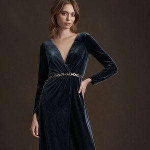 Jenny Yoo Ryland Velvet French Blue Gown